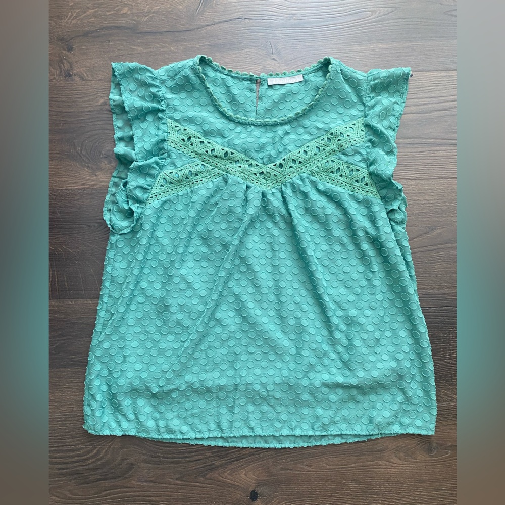 Anthropologie Daniel Rainn Embroidered Top Womens M Green